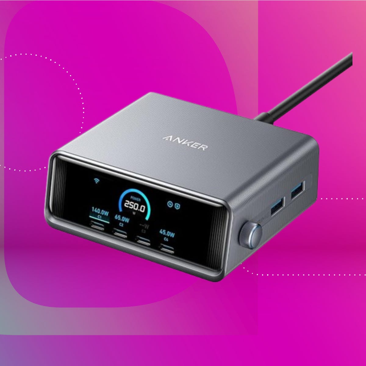 Anker Prime 250W Desktop Charging Station | 6-Port GaN with 2.26" LCD Display by Anker - shop now on Elyvora US