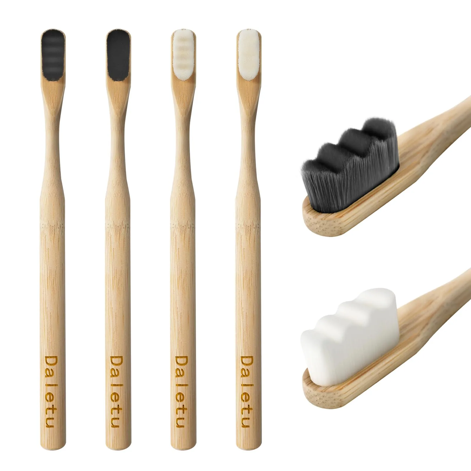 Daletu Eco-Friendly Bamboo Toothbrush 10-Pack - Biodegradable Natural Oral Care - recommended product