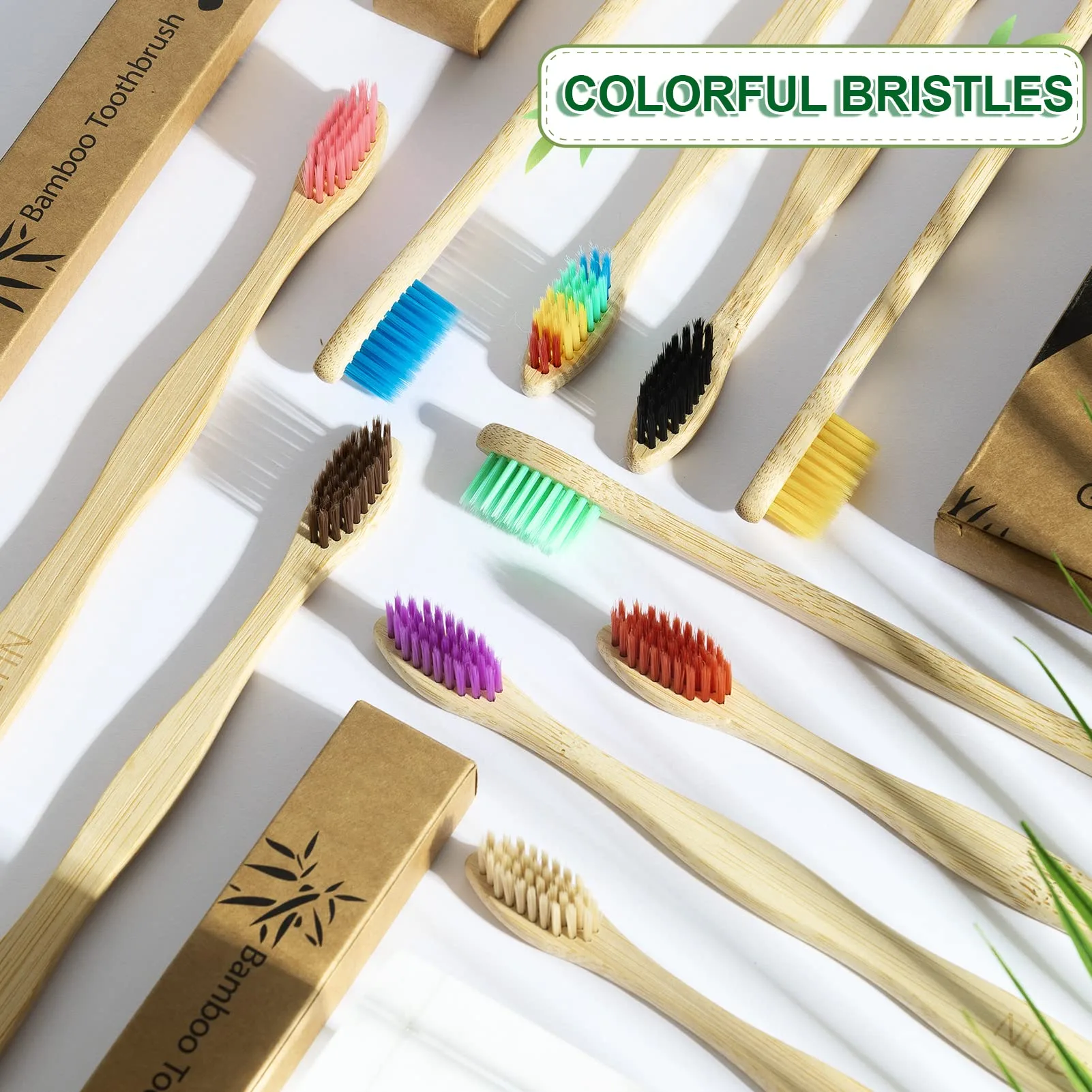 NUDUKO Biodegradable Bamboo Toothbrush 10-Pack with BPA-Free Soft Bristles - Health & Wellness product