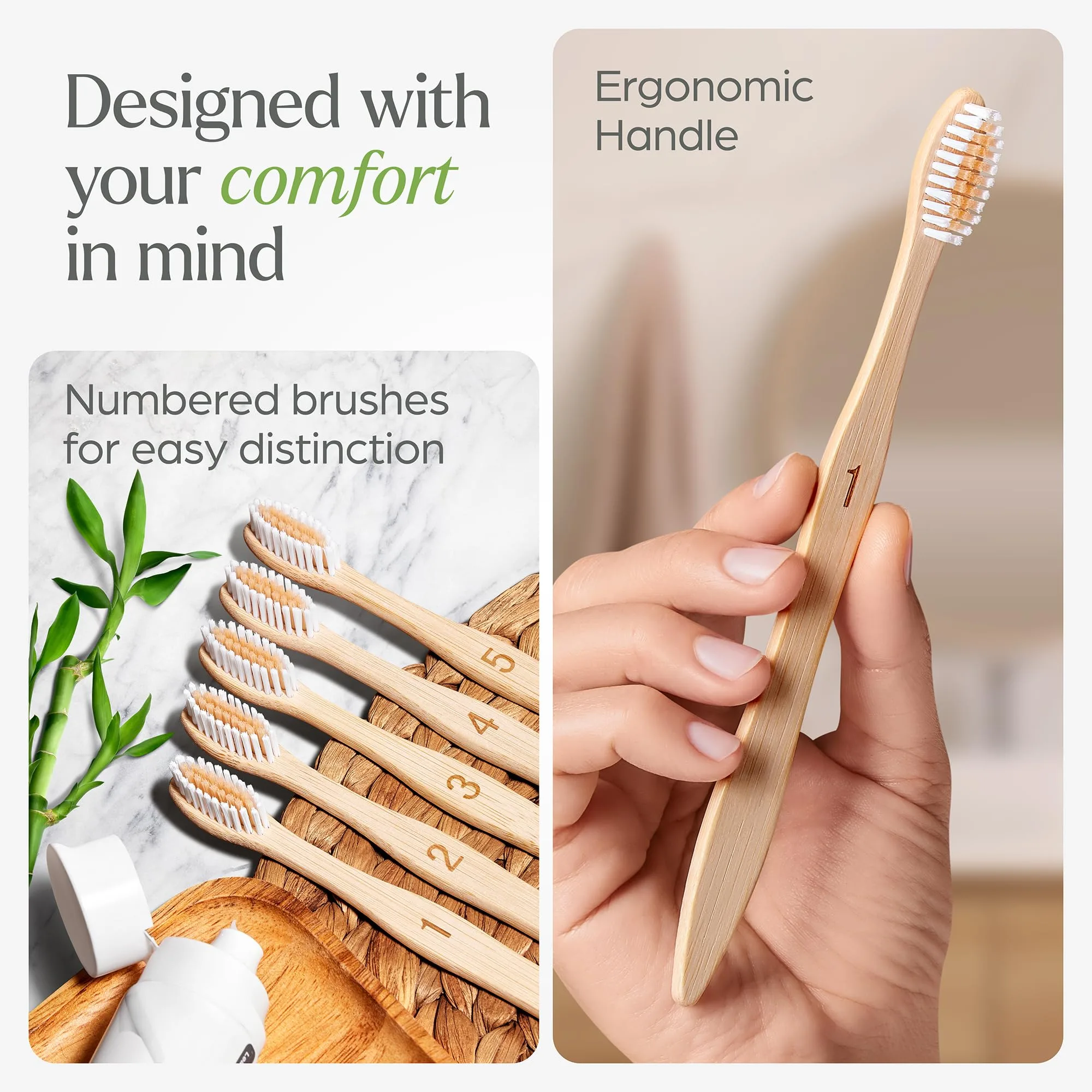 VIVAGO Biodegradable Bamboo Toothbrush 10-Pack - Compostable Eco-Friendly Design - recommended product