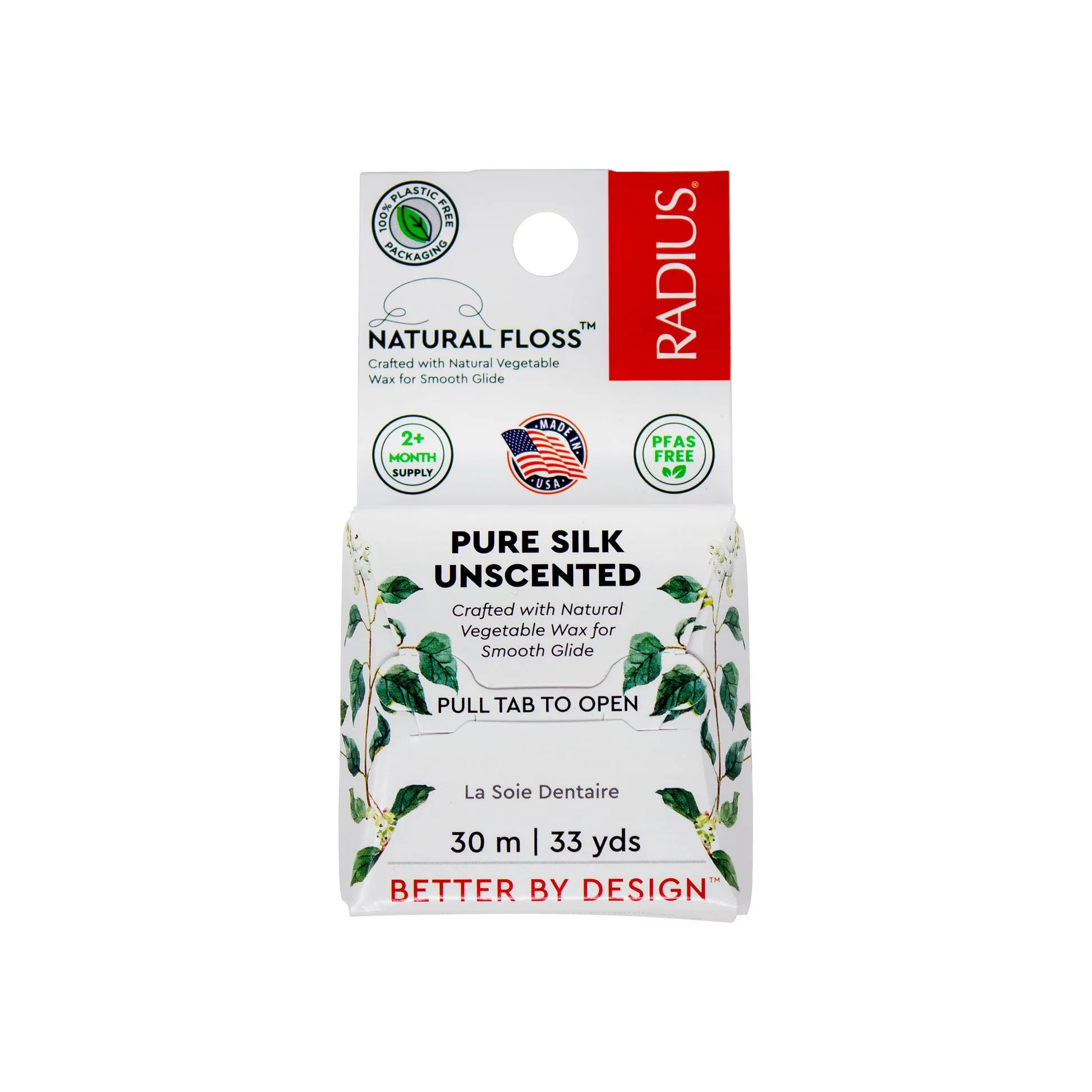 RADIUS Natural Biodegradable Silk Floss (33 Yards) - Hand-Spun Colombian Silk, Organic Coconut Oil, Plastic-Free Packaging - Health & Wellness product