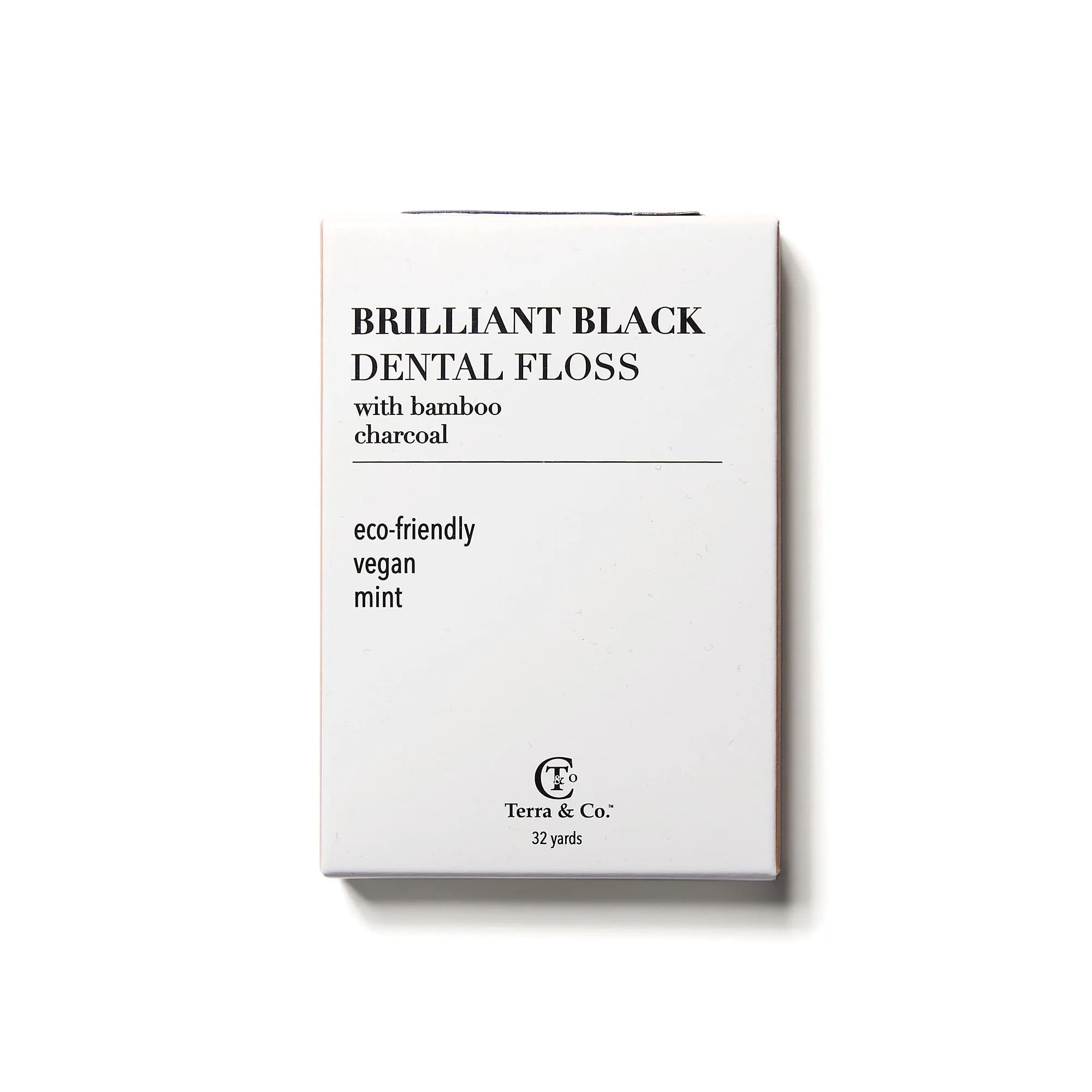 Terra & Co. Brilliant Black Dental Floss (32 Yards) - Activated Bamboo Charcoal, Organic Coconut Oil, PFAS-Free, Vegan - Health & Wellness product