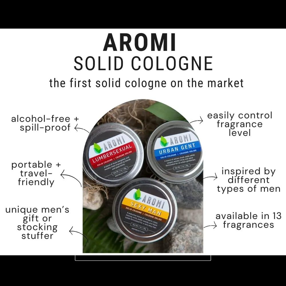 Aromi Very Manly Solid Cologne - Natural Vegan Sandalwood Bergamot Woody Fragrance - recommended product