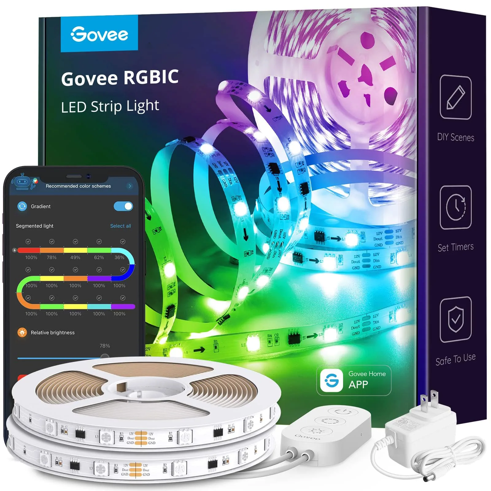 Govee RGBIC LED Strip Lights 16.4ft | Bluetooth App Control, Music Sync - Content Creation & Streaming product reviewed by Elyvora US