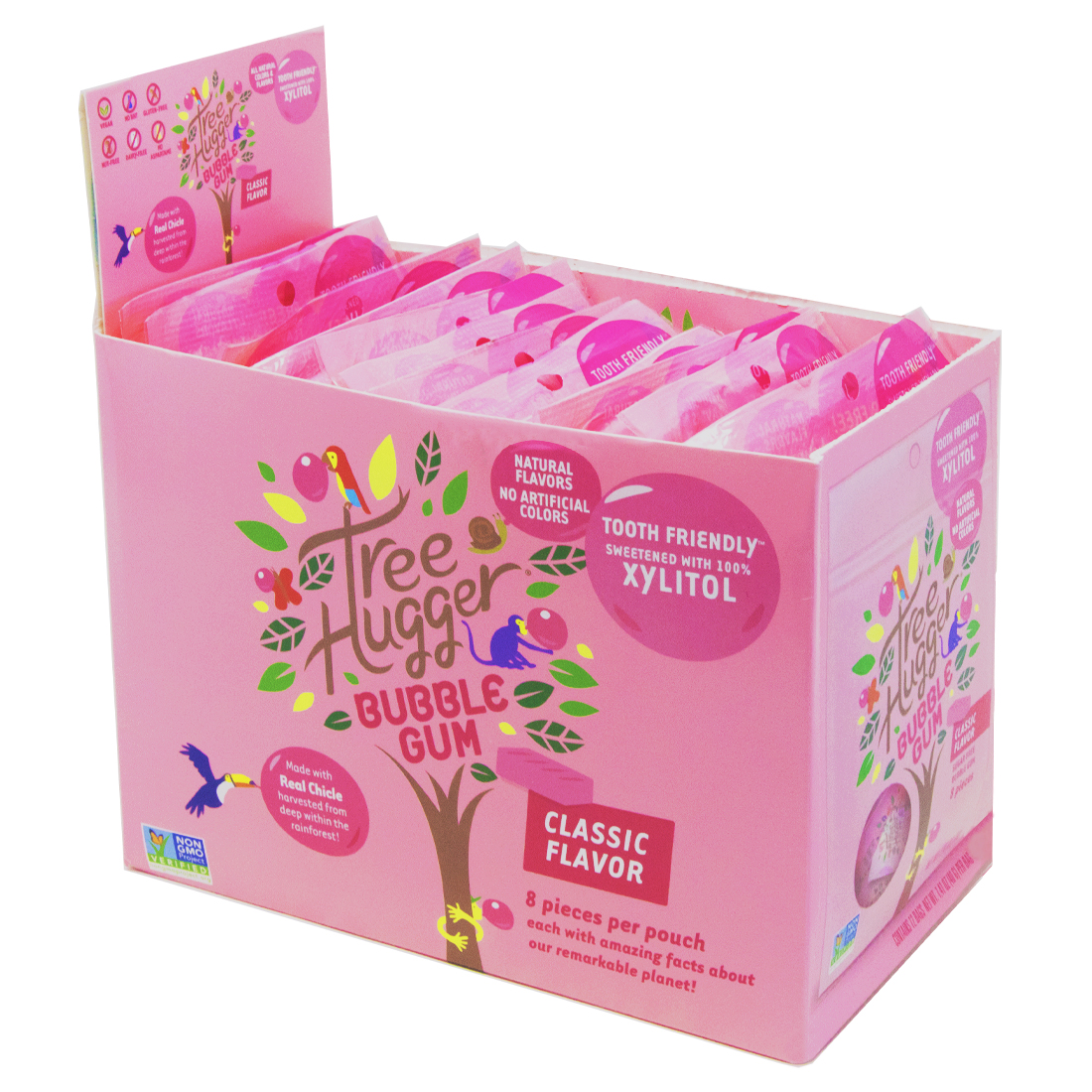 Tree Hugger Classic Bubble Gum Xylitol (12-Pack, 96 Pieces) - Real Mayan Rainforest Chicle, 100% Natural, Plastic-Free - Health & Wellness product image, rated 3.4 stars by 1,156 customers