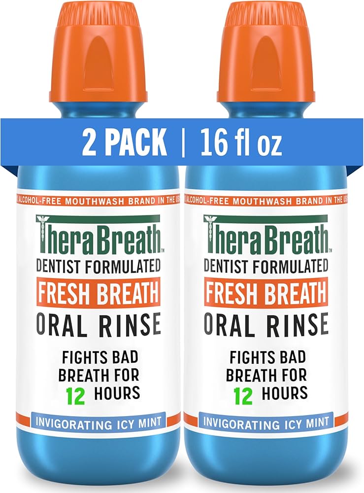 TheraBreath Fresh Breath Mouthwash Icy Mint (2-Pack, 16 oz) - Dentist Formulated Alcohol-Free Oral Rinse for Bad Breath - similar Health & Wellness product