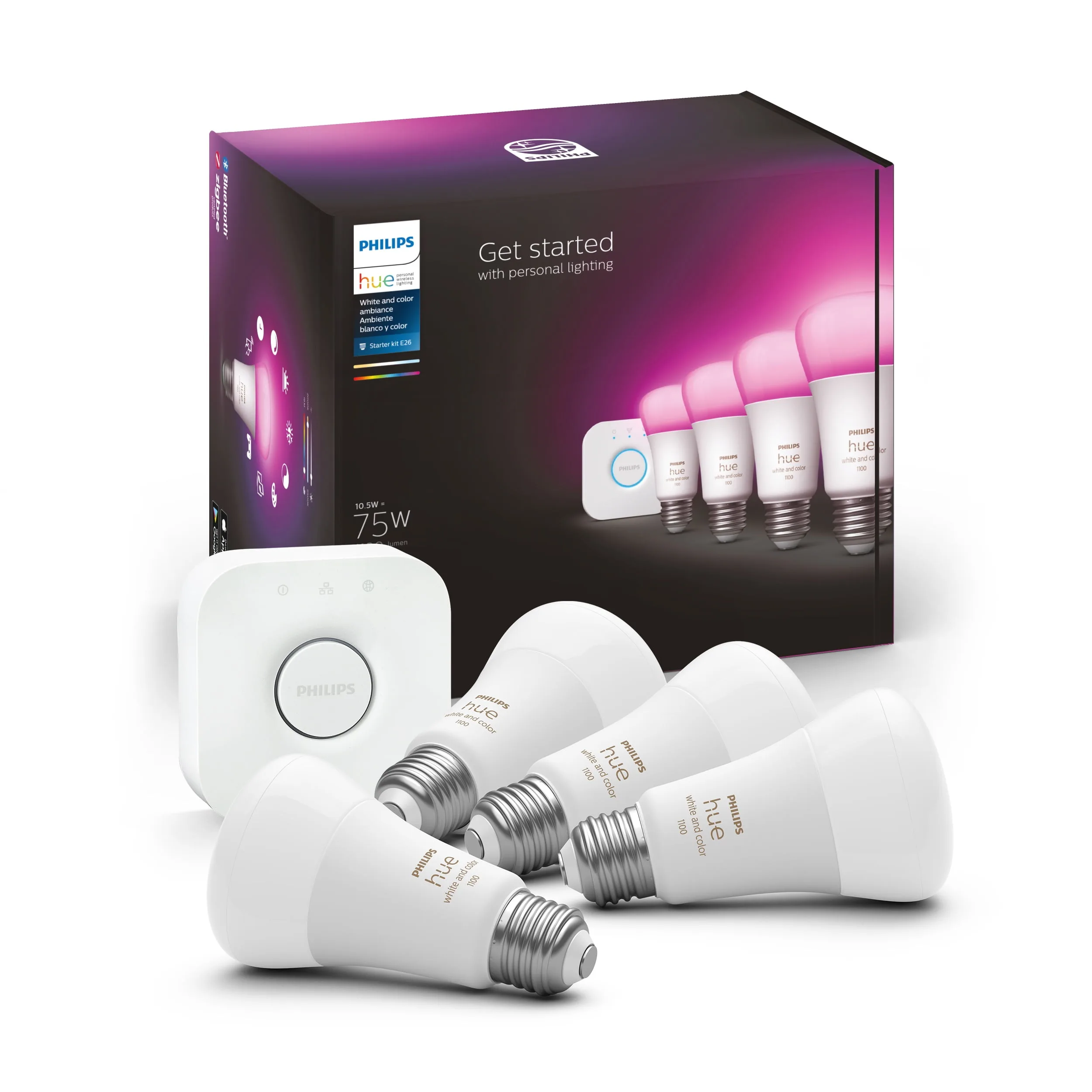 Philips Hue White and Color Ambiance A19 LED Smart Bulbs (3-Pack) - Smart Home & Security product