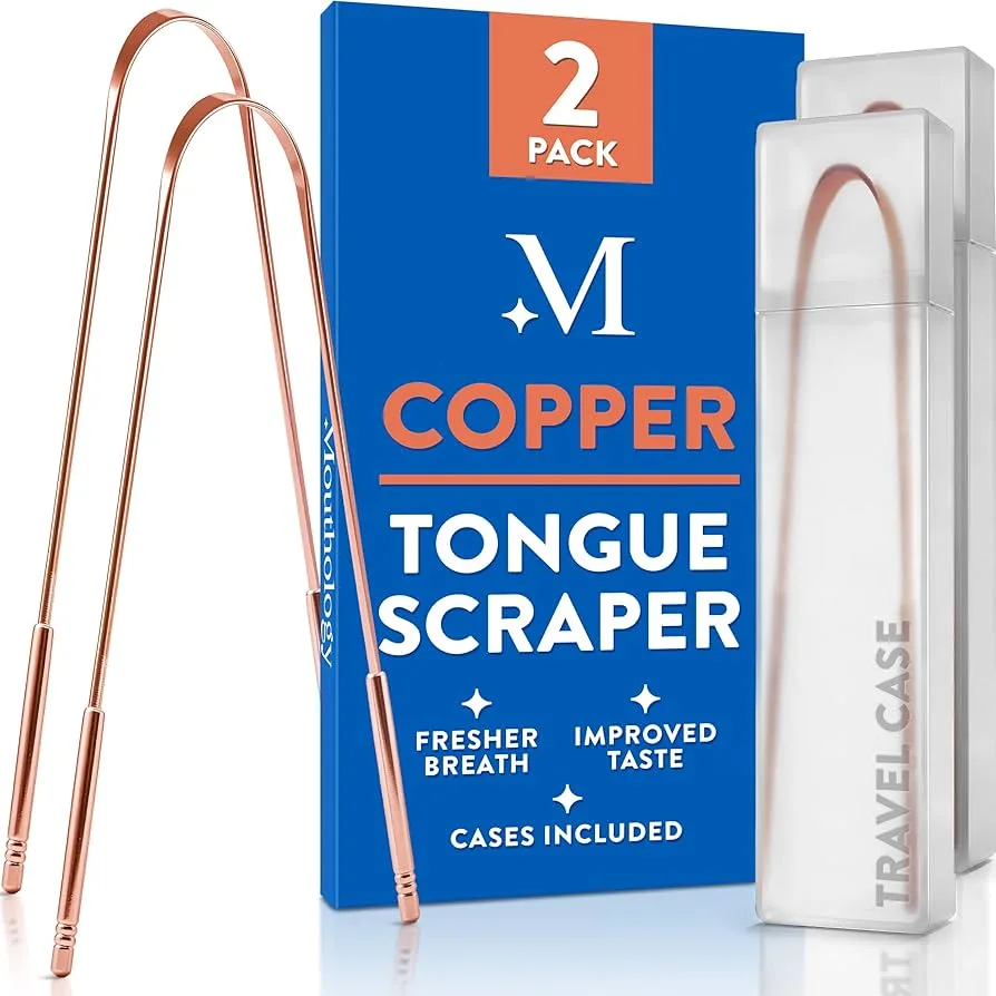 Mouthology Copper Tongue Scraper (2-Pack) with Travel Cases - Health & Wellness product