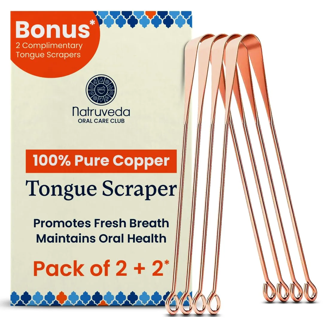 Natruveda Copper Tongue Scraper (4-Pack) Family Set - Health & Wellness product