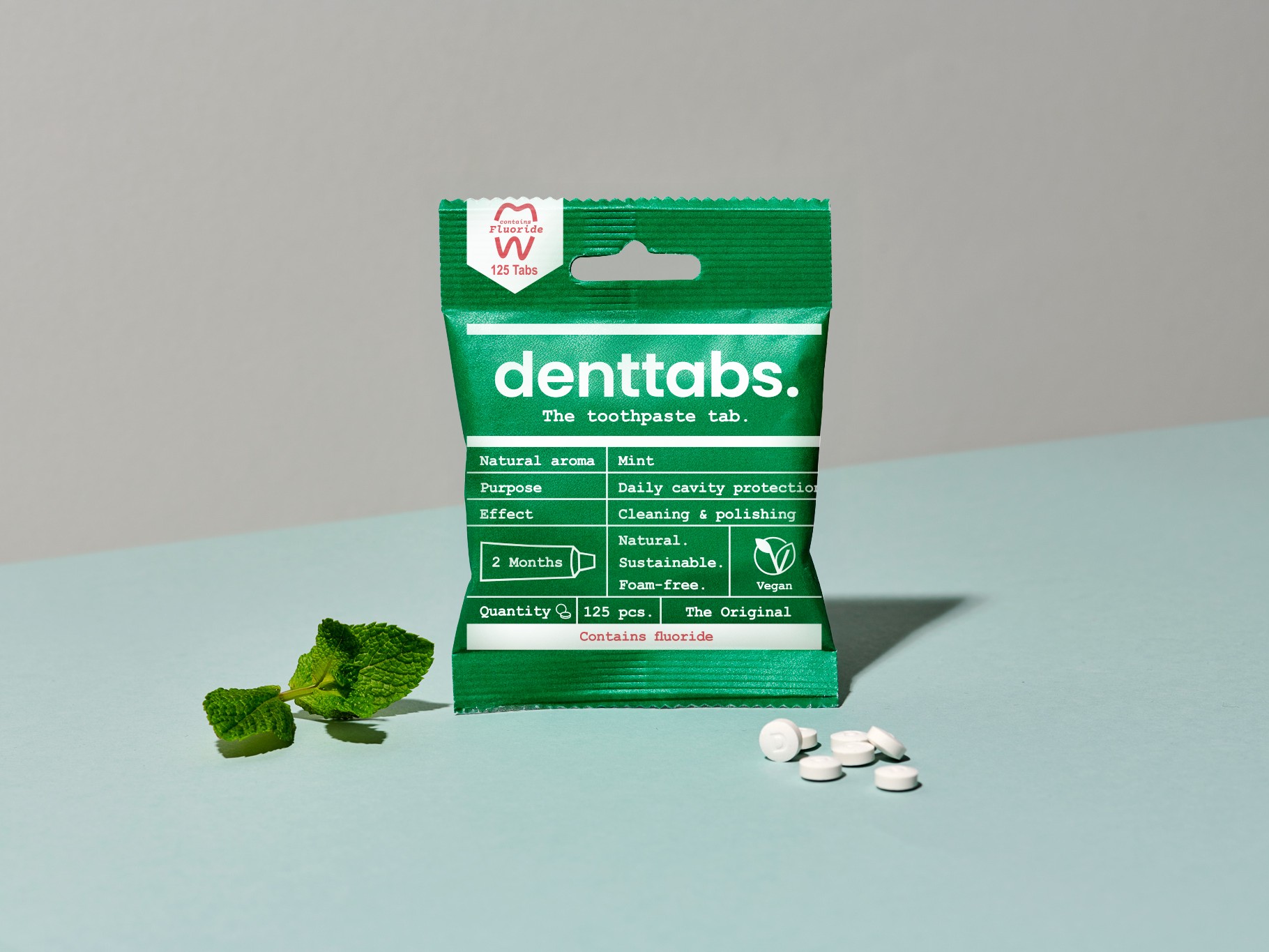 DENTTABS Stevia-Mint Toothpaste Tablets Fluoride-Free (125 Count) - German Dental Innovation, Polishing Cellulose Formula - Health & Wellness product reviewed by Elyvora US