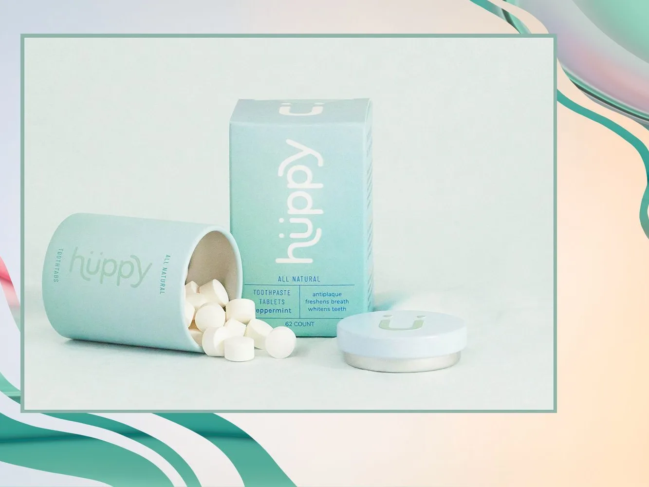 Huppy Toothpaste Tablets with Nano Hydroxyapatite (62 Count) - Peppermint Fluoride-Free Natural Whitening Tabs in Refillable Tin - similar product
