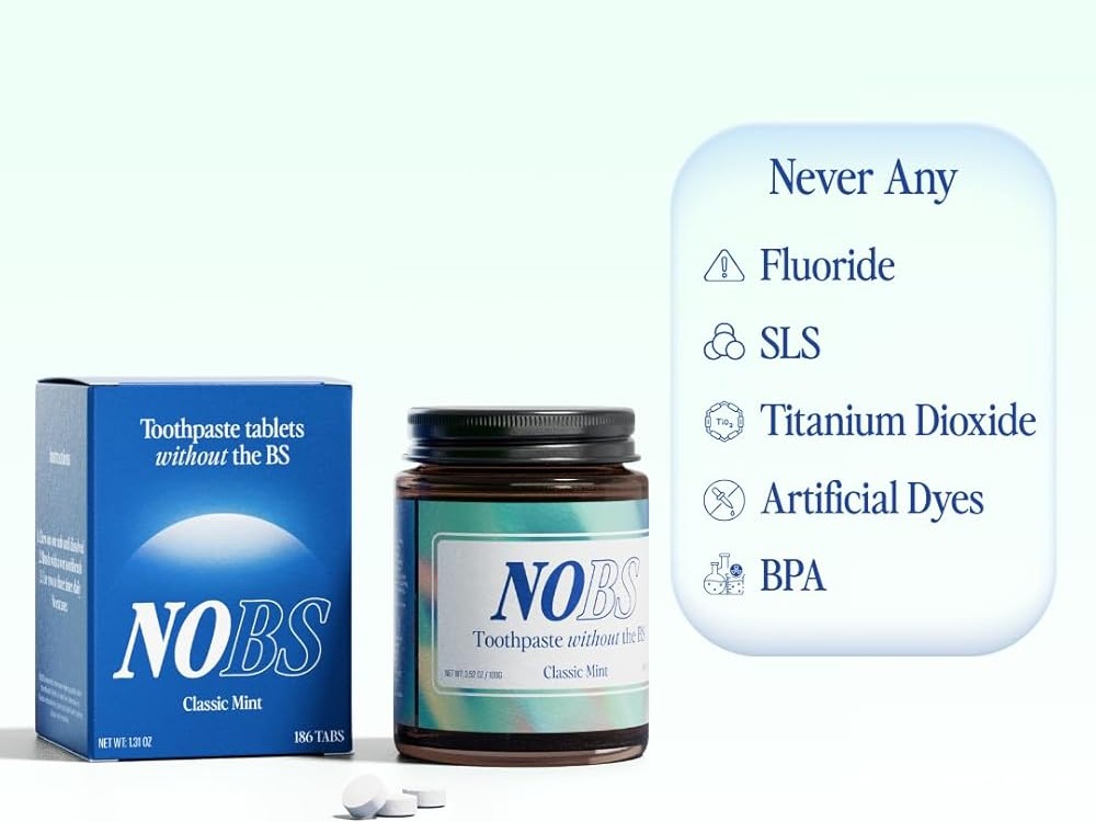 NOBS Toothpaste Tablets with Nano Hydroxyapatite (62 Count) - Fluoride-Free Remineralizing Eco-Friendly Travel Tabs - Health & Wellness product