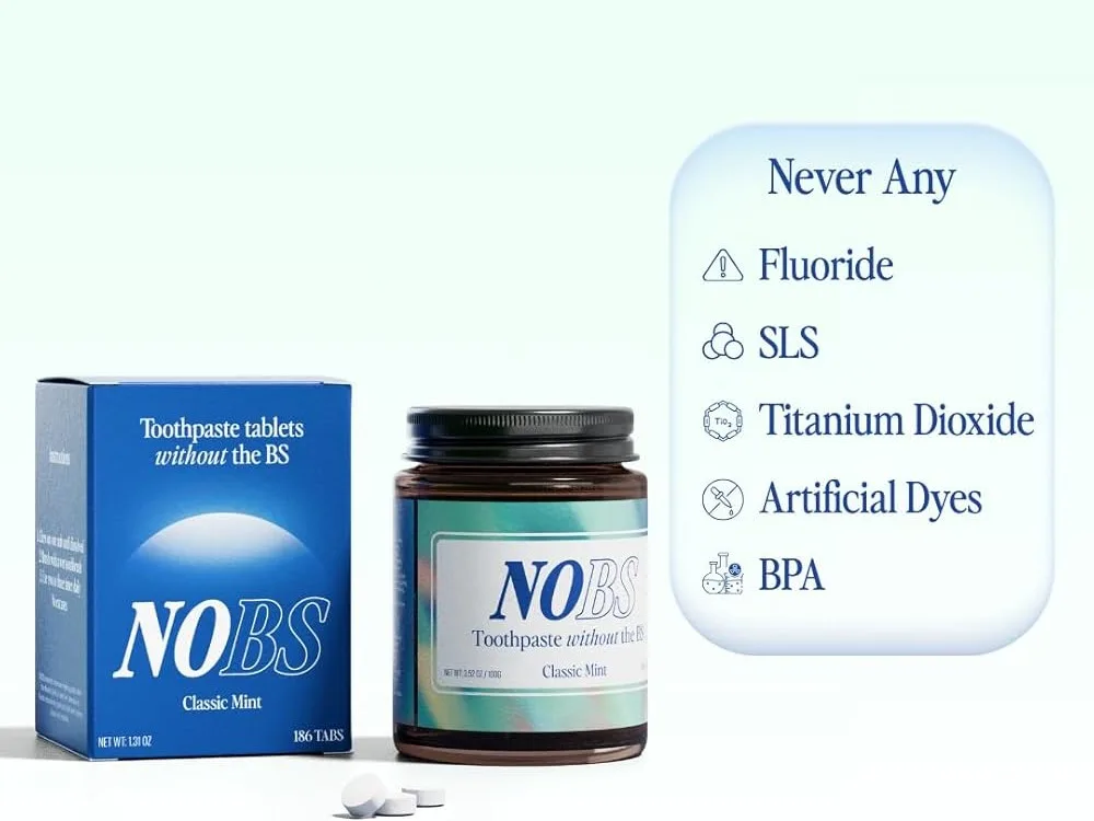 NOBS Toothpaste Tablets with Nano Hydroxyapatite (62 Count) - Fluoride-Free Remineralizing Eco-Friendly Travel Tabs - similar product