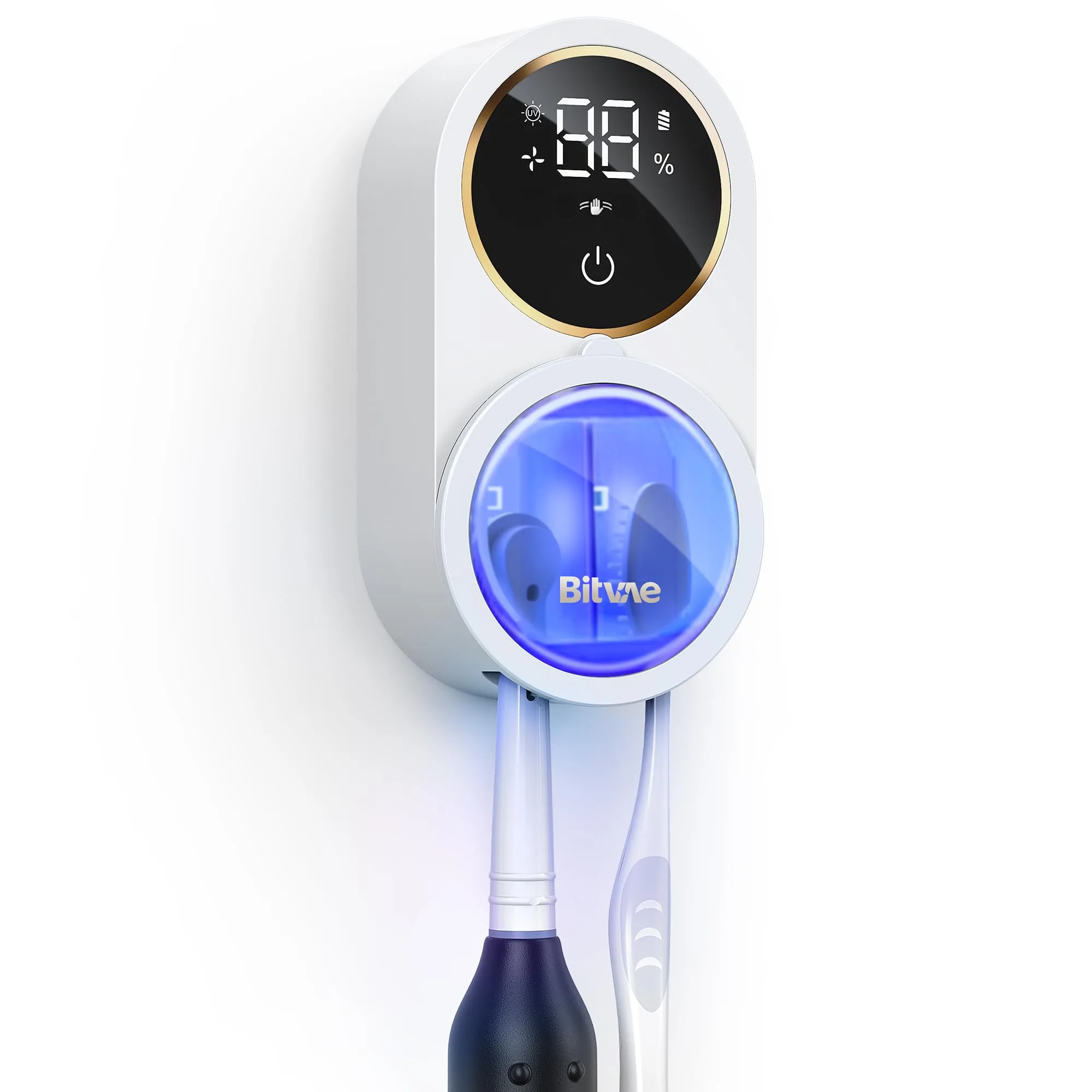 Bitvae Upgraded Tooth Brush Holder for Bathroom 2.0 - Infrared Sensing, UVA+UVC Dual-Band Sanitizer, Air Drying, LED Smart Screen, Wall-Mounted - recommended product