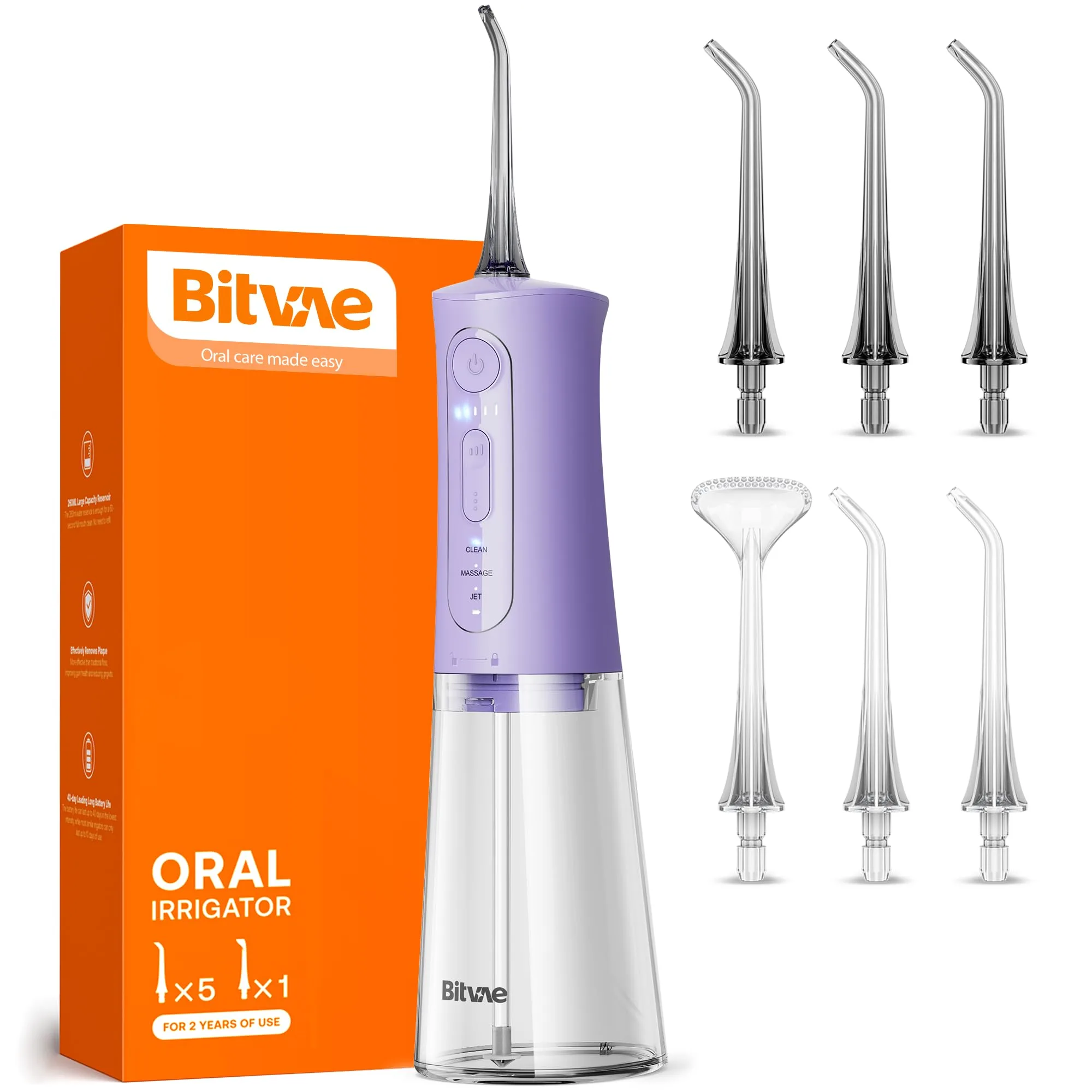 Bitvae Water Dental Flosser for Teeth - Cordless Portable Oral Irrigator, 3 Modes 5 Intensities, IPX7 Waterproof, BPA-Free Wide-Mouth Tank - recommended product