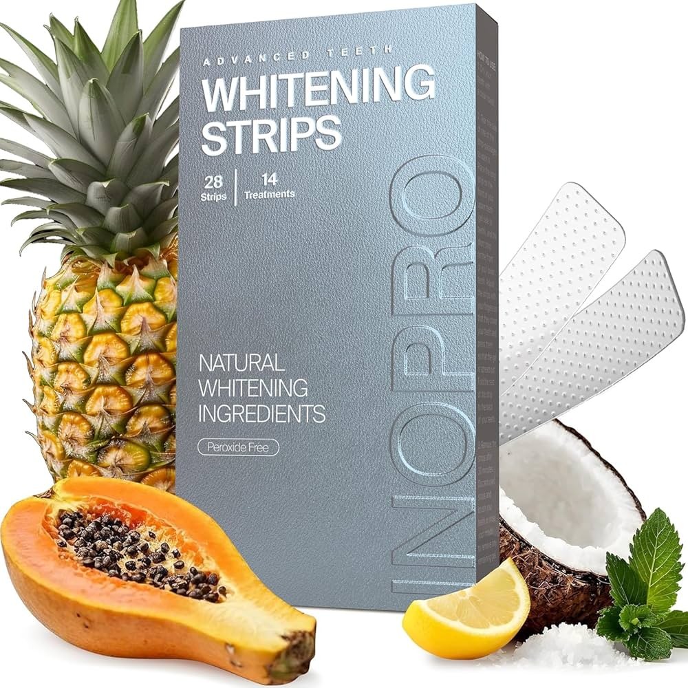 InoPro Natural Papain + Bromelain Whitening Strips - Peroxide-Free Enzyme Teeth Whitening - Health & Wellness product image, rated 4.6 stars by 1,300 customers